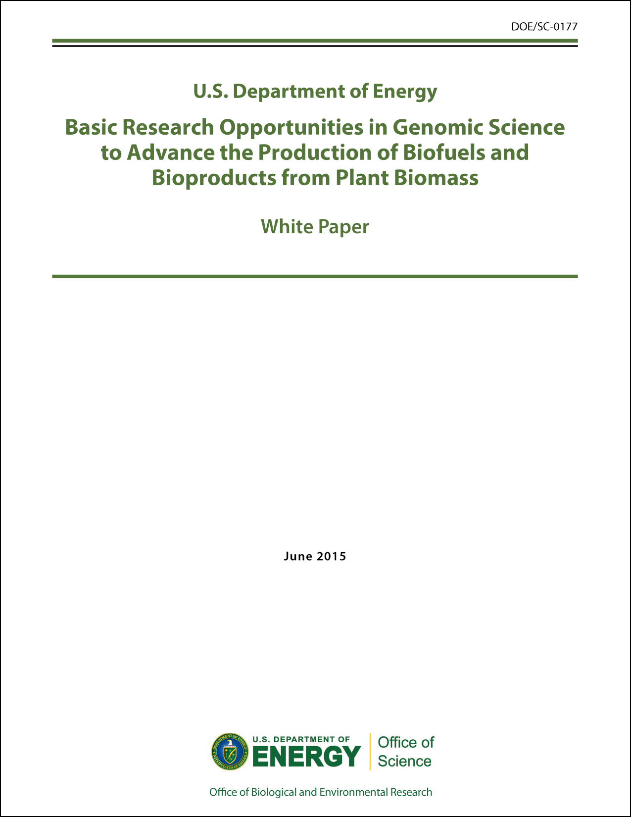 White Paper: Basic Research Opportunities in Genomic Science to Advance ...