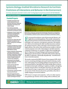Systems Biology–Enabled Microbiome Research to Facilitate Predictions of Interactions and Behavior in the Environment Awards Flyer